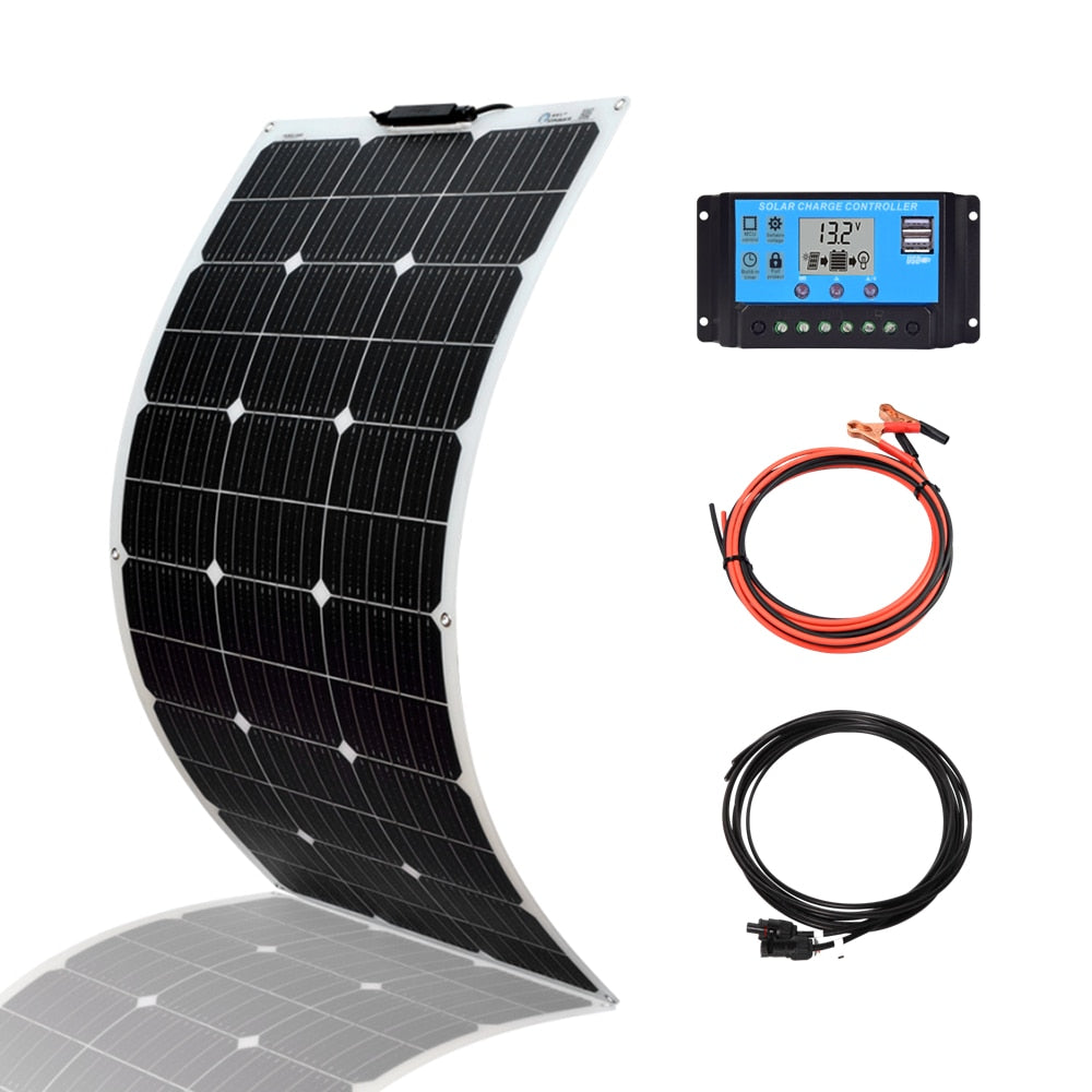 Flexible Solar Panel 200W Kit System 18V 100W Monocrystalline Panel Solar Camping Car RV Battery Charger Home Solares Paneles