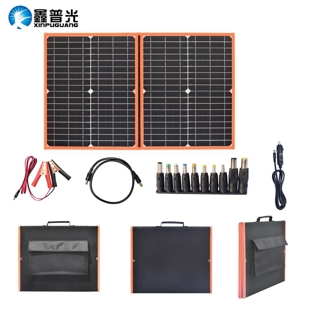 100W 80W 60W 40W Foldable Solar Panel Kit 12V Battery Charger Outdoor Portable Folding Flexible Solar Panels Dual USB+DC Output