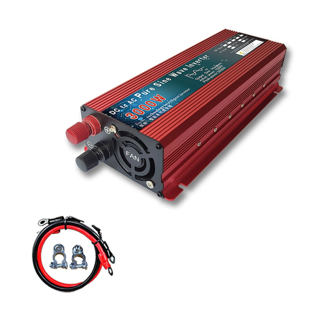 Inversor de onda senoidal pura 12V 24V 220V 110V 1000W 1600W 2000W 3000W Conversor de energia solar 12V a 220V Inversor transformador LED