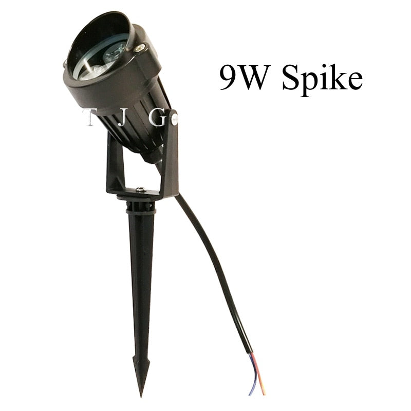 Lampada da esterno a LED da giardino 9W Lampada da paesaggio Spike Impermeabile DC12V Lampadina da percorso Bianco caldo Luci spot verdi 220V 110V