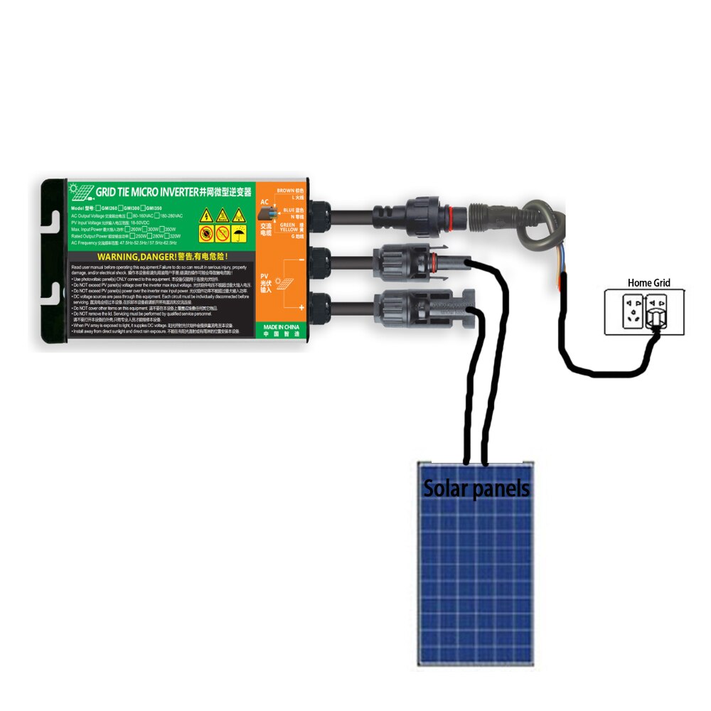 MPPT Solar Grid Tie Micro Inverter 260W 300W 350W 500W 600W DC18V-50V to AC110V-230V 50HZ/60HZ Solar PV Inverter Waterproof IP55