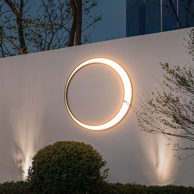 VZVI Outdoor Wall Light Modern IP65 Waterproof 110V 220V LED Villa Terrace Garden Street Light Round Moon Background Porch Lamps