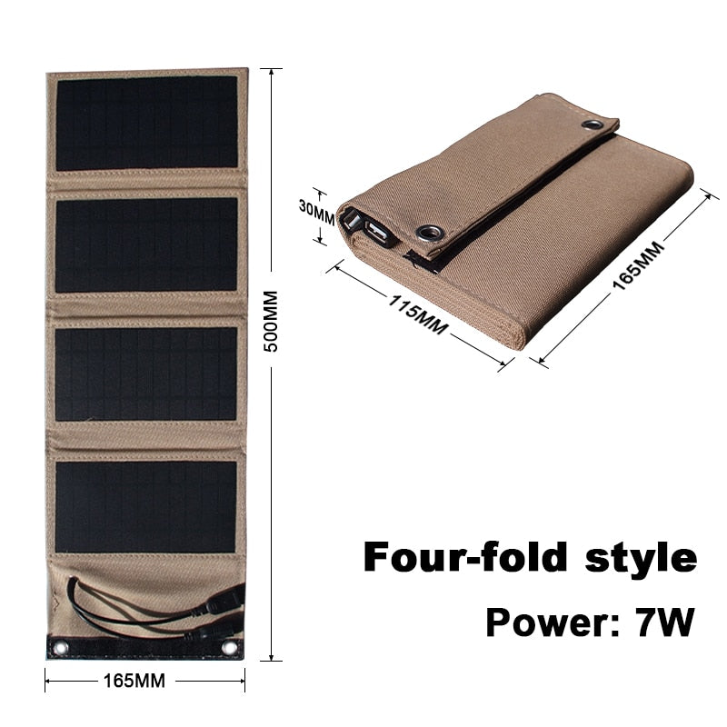 Outdoor Hiking fishing Solar panel 5V 10W 7W Waterproof USB Battery Charger Portable power bank For tourist cells phone camping