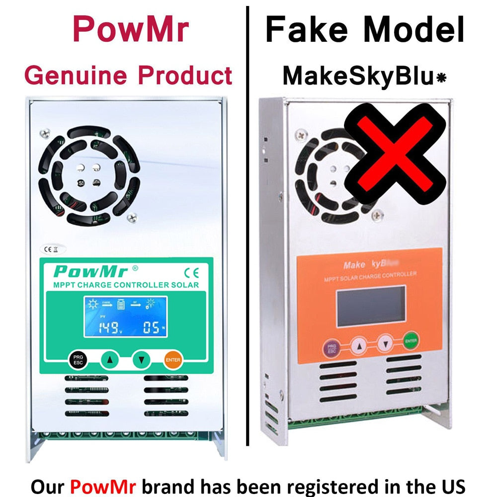 PowMr MPPT 60A Solar Charge Controller Solar Panel Regulator 12V 24V 36V 48V Auto Max PV 190VDC For Lead Acid Lithium Battery