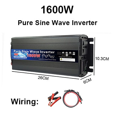 Inversor de onda senoidal pura 12V 24V 110V 220V 1000w 2000w 2600w Inversor 12V 48V a 220V Power Solar Inverter Converter LED Display