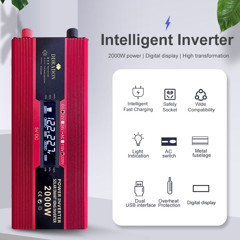 Intelligent Inverter 2 2OOOW power Digital display | High transformation