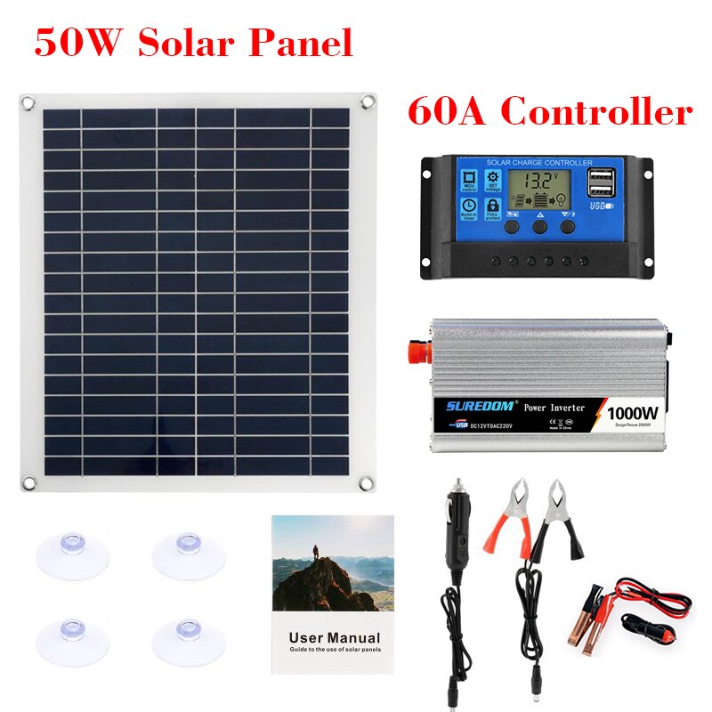 12V/24V Solar Panel, 50W Solar Panel 604 Controller Solar chargfconm