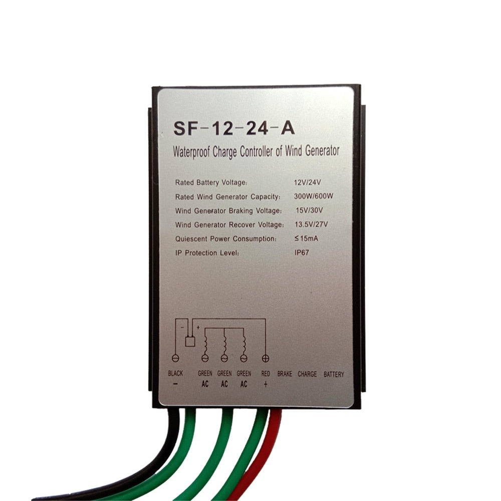 Regolatore di carica del generatore eolico impermeabile 300W/400W/500W/600W 12V/24V Regolatore di carica del vento automatico Regolatore del regolatore del vento