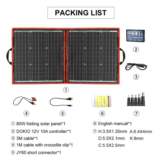 PACKING LIST 8OW folding solar panel*1 English manual