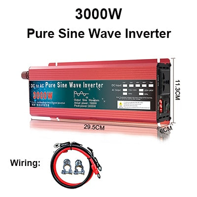 Inversor de onda senoidal pura 12V 24V 220V 110V 1000W 1600W 2000W 3000W Conversor de energia solar 12V a 220V Inversor transformador LED