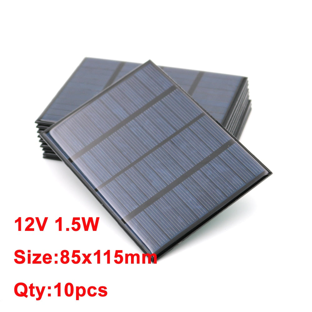 10pcs Solar Panel, 12V 1.5W Size:85x115mm Qty:
