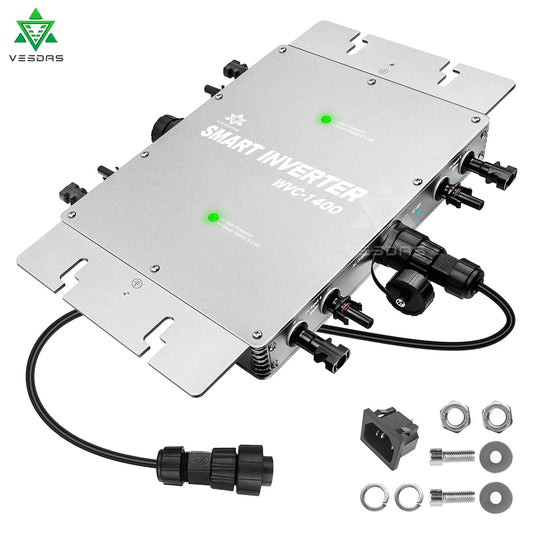 MPPT 1400W Solar Micro Inverter 30V 36V On Grid Tie Inversor Pure Sine Wave Converter With EU Plug 110V 220V AC For 60 72 Cells