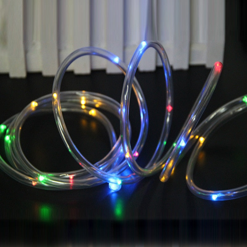 Christmas Tree Tube Lights 50/100 LEDs Solar Powered Rope String Lights Outdoor Waterproof Fairy Garden Garland for Yard Decor