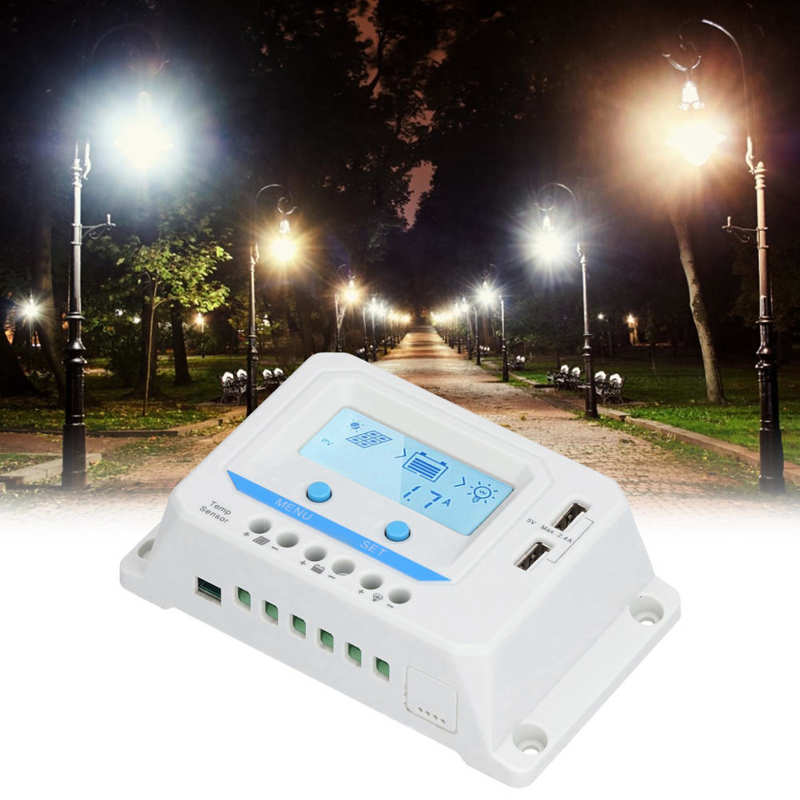 Regolatore di carica solare DC 12V 24V con display LCD Carica PWM a 3 livelli Protezione di ricarica solare per semafori
