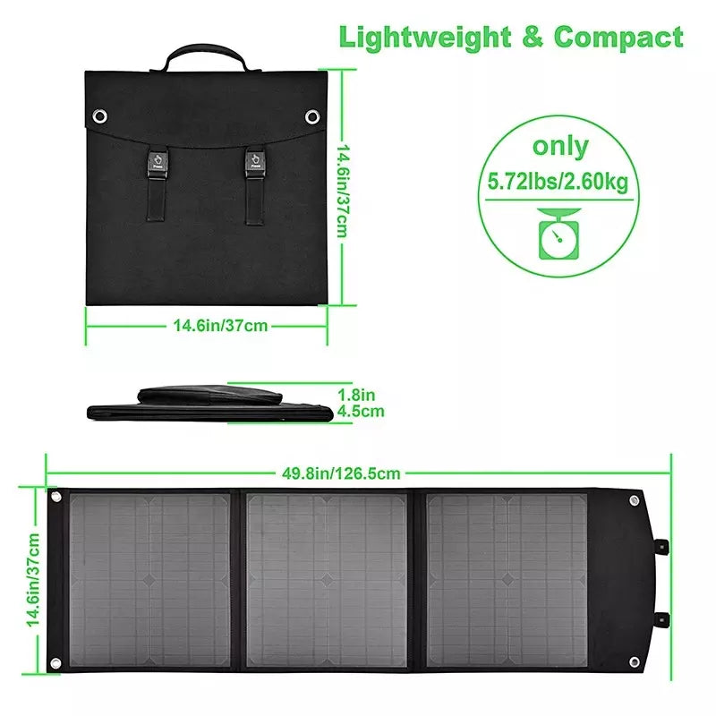 50W Portable Solar Panel, Lightweight & Compact only 6 5.72lbs/2.E 1