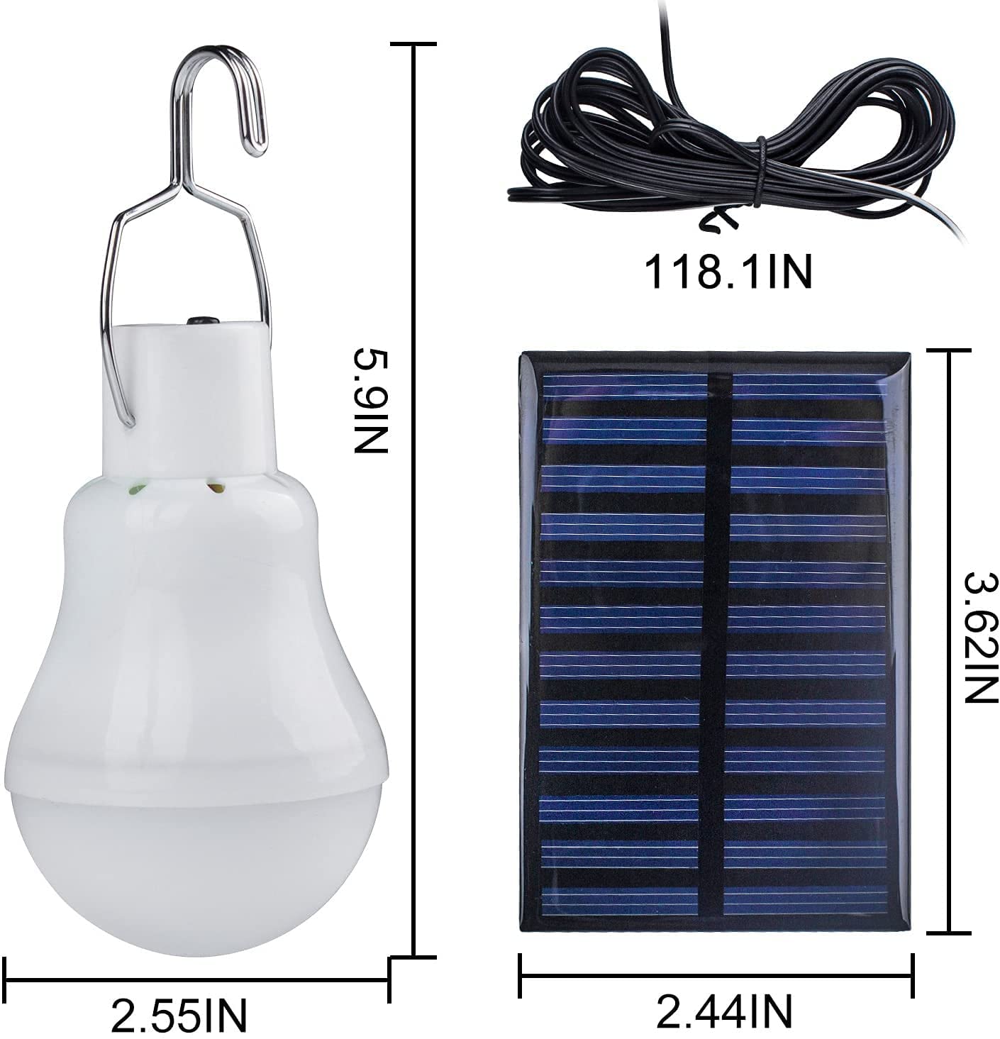 LED Solar Bulb Light Waterproof Outdoor 5V USB Charged Hanging Emergency Sunlight Powered Lamp Portable Powerful Indoor House