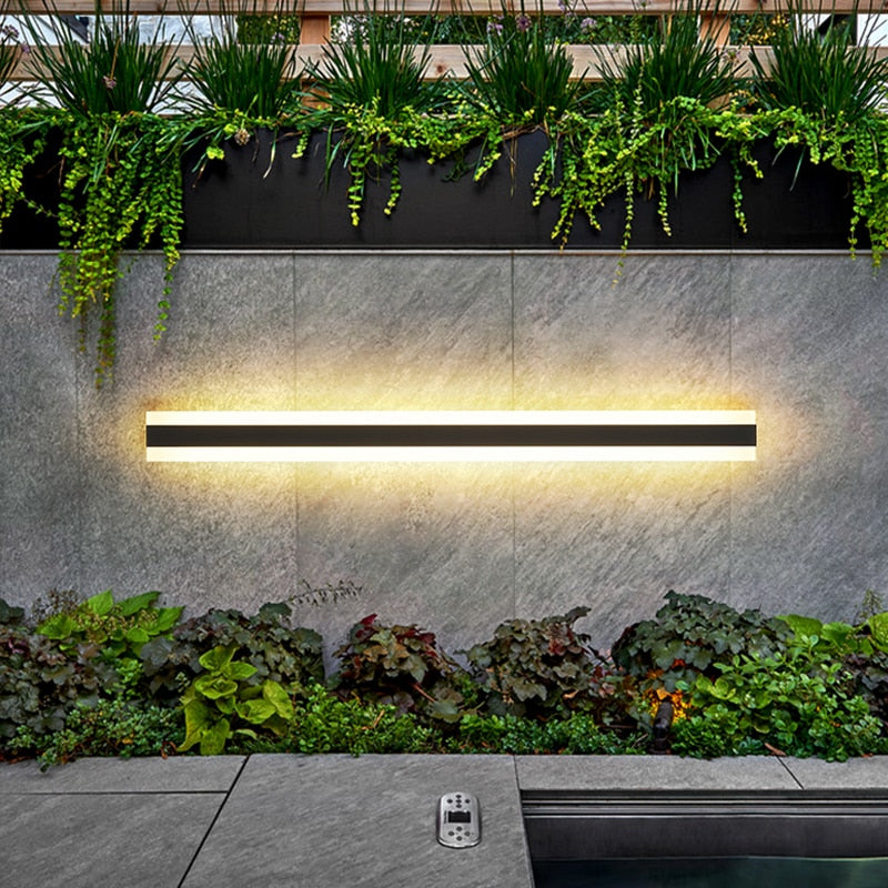 Lampada da parete per esterni impermeabile LED Lampada da parete lunga IP65 cortile Luce Giardino Villa portico Sconce Light 110V 220V Sconce Apparecchio