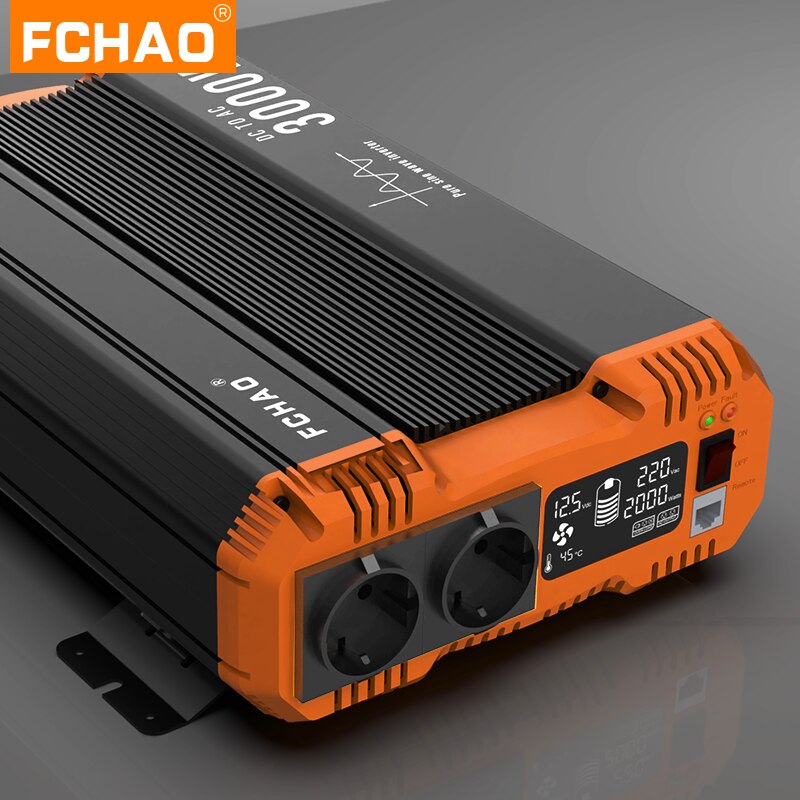 FCHAO 6000W Pure Sine Wave Inverter 12V 24V To 220V 110V Power Converter LCD Display Voltage Transformer Auto Accessories UPS