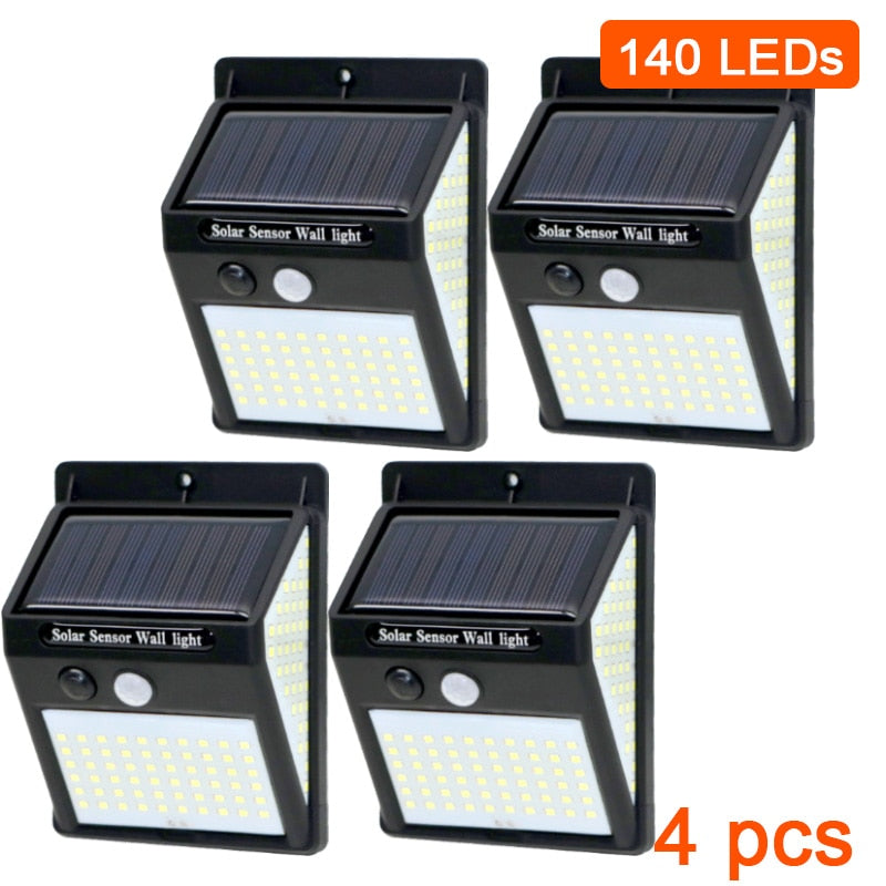 140 LEDs Solar Scnsor Wall light 4 pCS