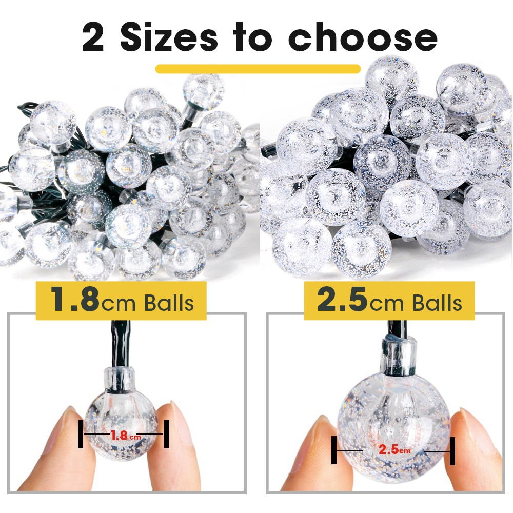 8 Modes Solar Light, 2 Sizes to choose 1.8cm Balls 2.5cm