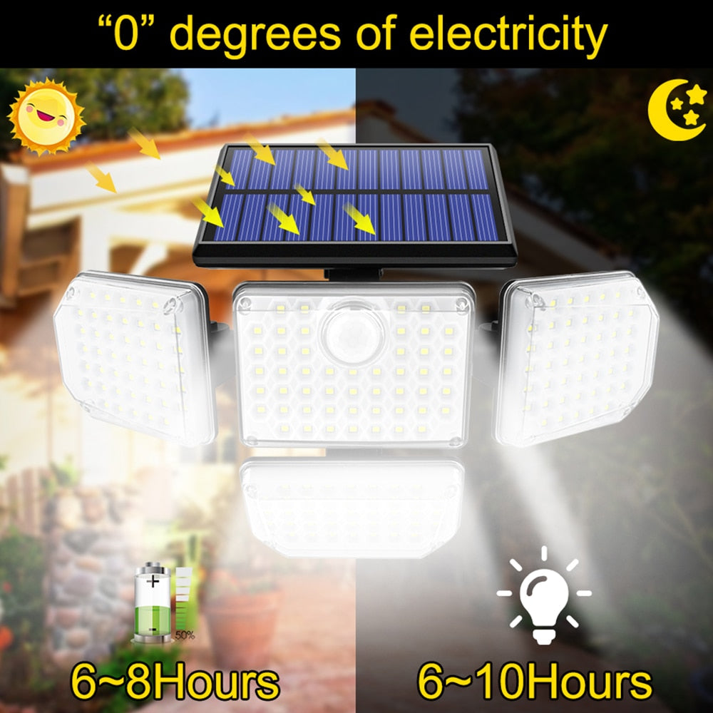 Luci solari da esterno 182/112 Lampada da parete a LED con teste regolabili Luce di inondazione a LED di sicurezza IP65 impermeabile con 3 modalità di lavoro