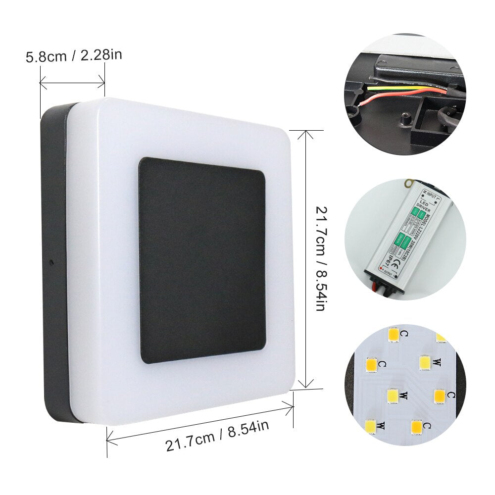 Luz Led para porche de aluminio Ip65, luz de pared para exteriores, balcón, candelabro Exterior, lámpara de pared para exteriores montada en techo/pared, Sensor de movimiento
