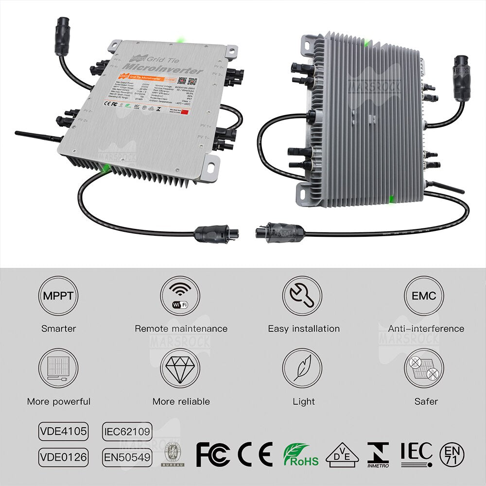 WiFi Deye 2000W INMETRO VDE IEC Solar Micro inversor con limitador 20-60V DC a 184-265VAC MPPT IP67, envío desde UE Brasil EE. UU. RU