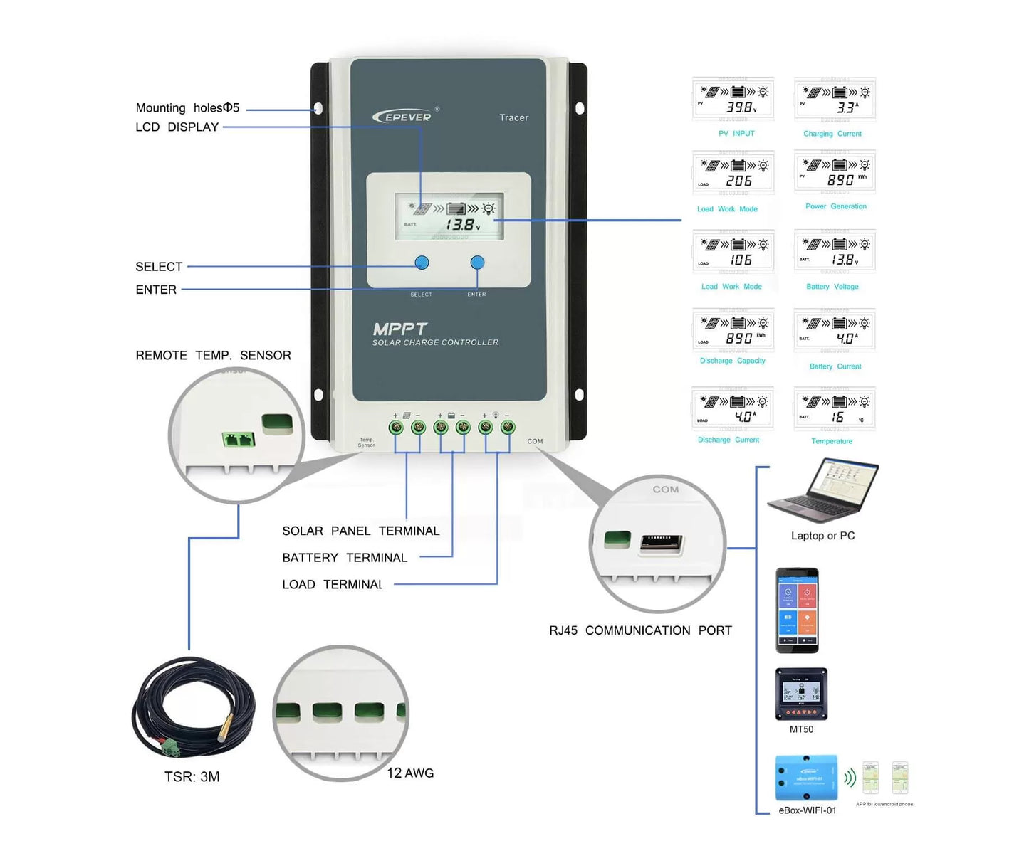 Tracer2210AN - EPever 20A MPPT Solar Charge Controller