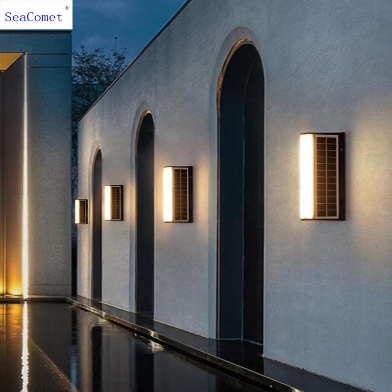 Lampada da parete per esterni a LED solare IP65 Lampada da cortile impermeabile Luce lineare adatta per una varietà di illuminazione di scena