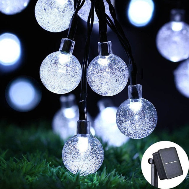 8 Modes Solar Light Crystal ball 5M/7M/12M/ LED String Lights Fairy Lights Garlands For Christmas Party Outdoor Decoration.