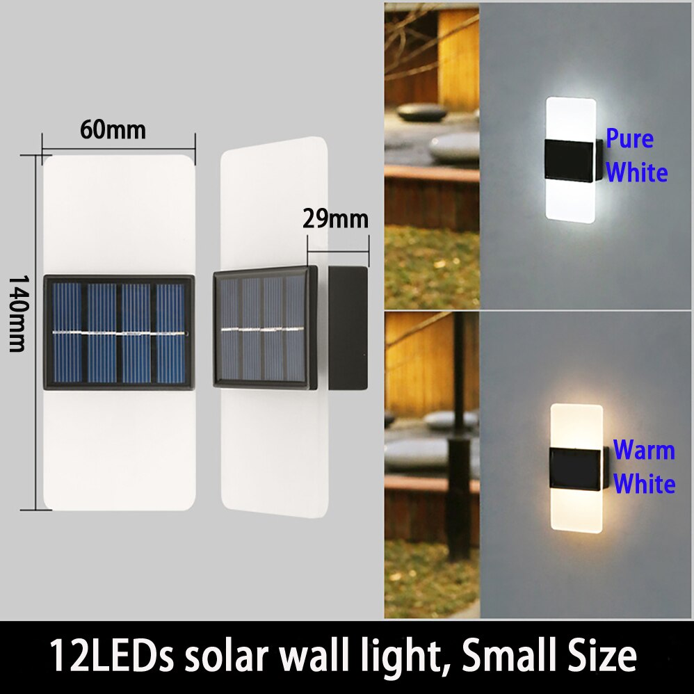 LED-Solar-Wandleuchten, 5 W, für den Außenbereich, wasserdicht, Sicherheits-LED-Beleuchtung, reinweiße und warmweiße Farblampe mit 3 Jahren Garantie