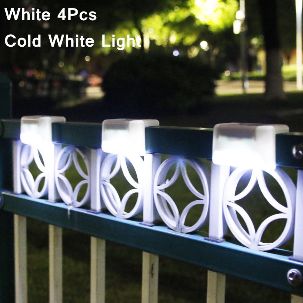 4pcs LED Solar Lamp Path Stair Outdoor Waterproof Wall Light Garden Landscape Step Deck Lights Balcony Fence Solar Lights