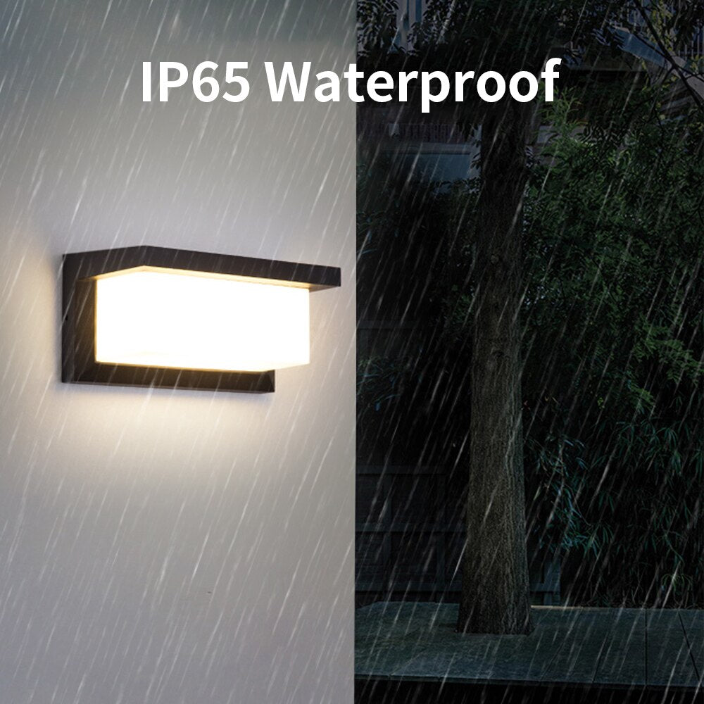 Lámpara LED de pared para exteriores, impermeable, IP65, Sensor de Radar, iluminación, luces de porche montadas en superficie, balcón, jardín, aplique de 12W, 18W, 30W
