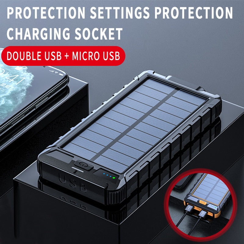 Solar Power Bank 80000mAh High Capacity Portable Charger Waterproof Fast Charging External Battery Flashlight For Xiaomi iPhone