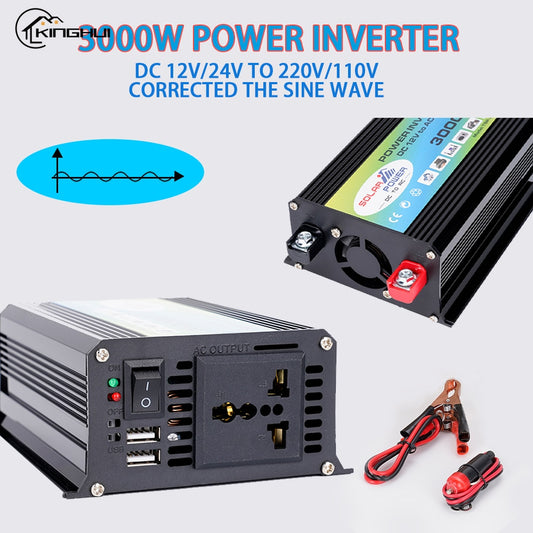 3000W Car Inverter Modified Sine Wave Voltage Transformer Converter DC 12V To AC 220V Solar Power Converter Home Appliances