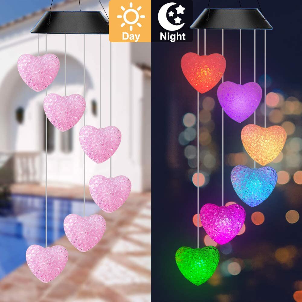 Color changing Solar Wind Chime Crystal Ball Hummingbird Wind Chime Lamp Waterproof Outdoor Use for Courtyard Garden Decoration