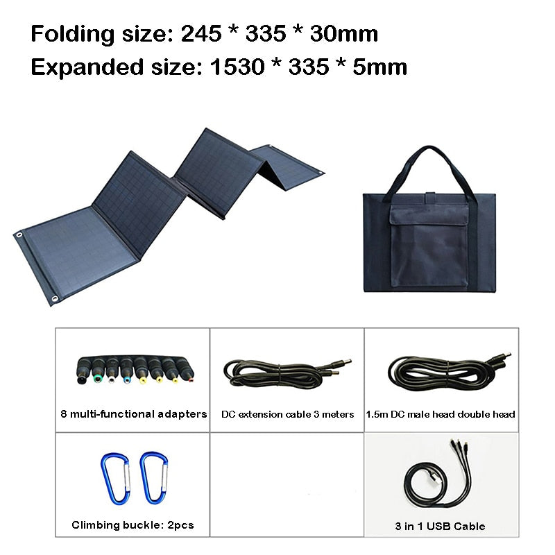 100W Solar Panel, Expandable size: 245 * 335 * 30mm Expandable