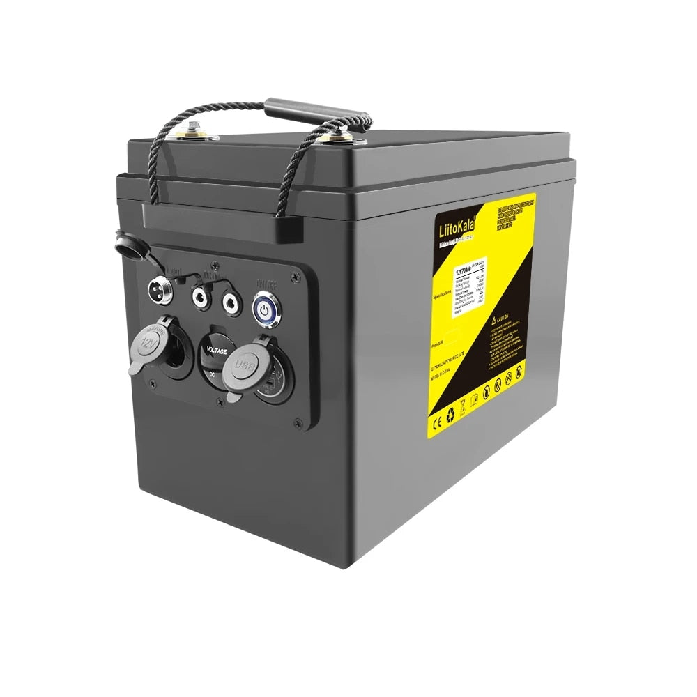 LiitoKala 12V 200Ah LiFePO4 Bateria 12.8V Power Para RV Campers Golf Cart Off-Road Off-grid Solar Wind,QC3.0 Type-C USB output
