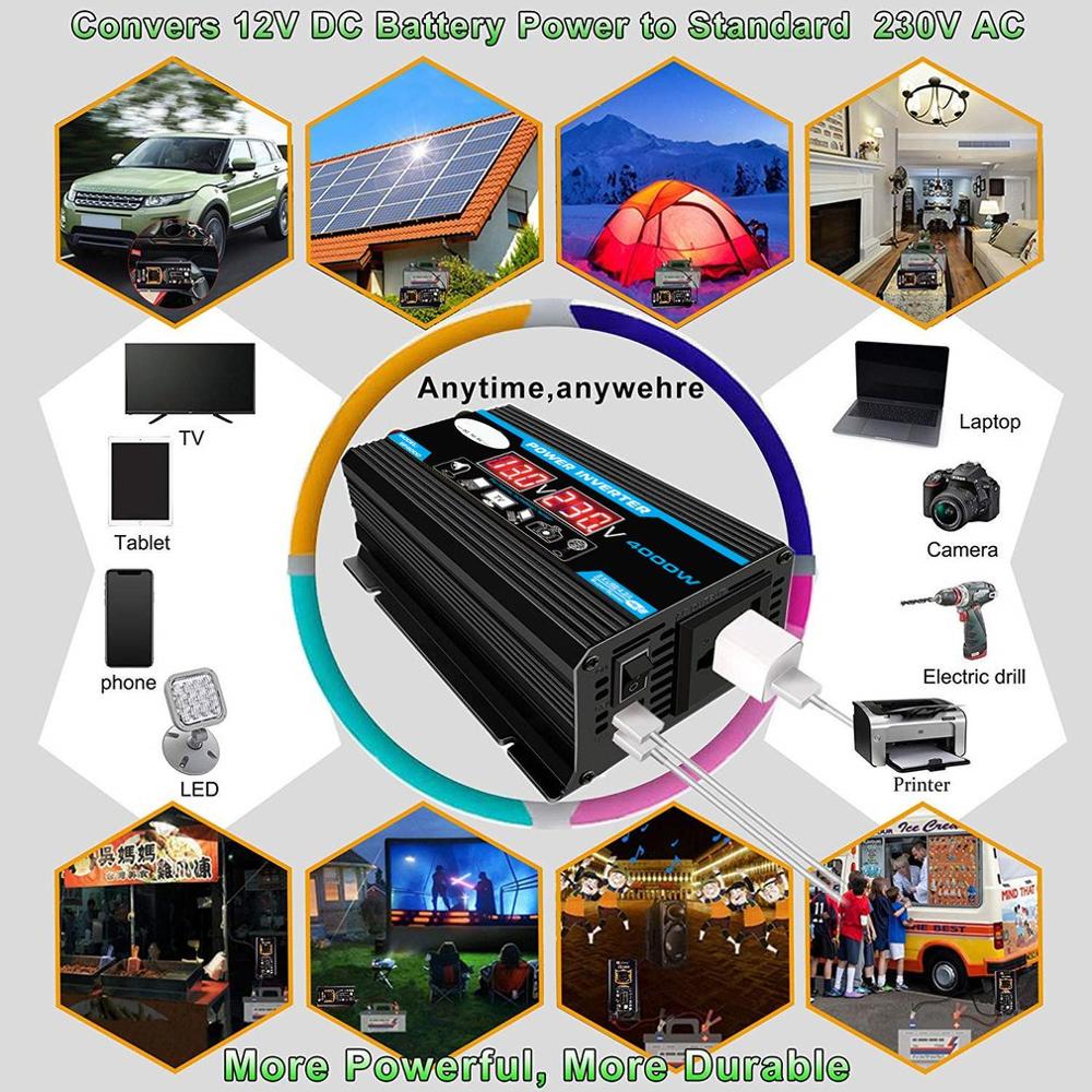 Nuevo 500W 12V 220V/110V LED Ac Car Power Inverter Convertidor Cargador Adaptador inversor Dual USB Transformador Onda sinusoidal modificada