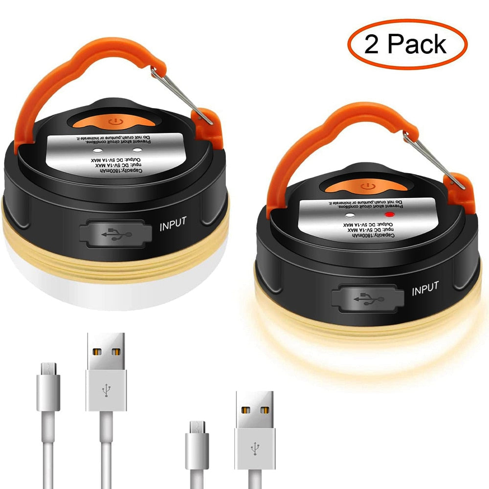 Torcia portatile ricaricabile USB 1800mAh Attrezzatura da campeggio Luci Lanterna a LED Lampada da tavolo Escursionismo all'aperto Sospensione notturna