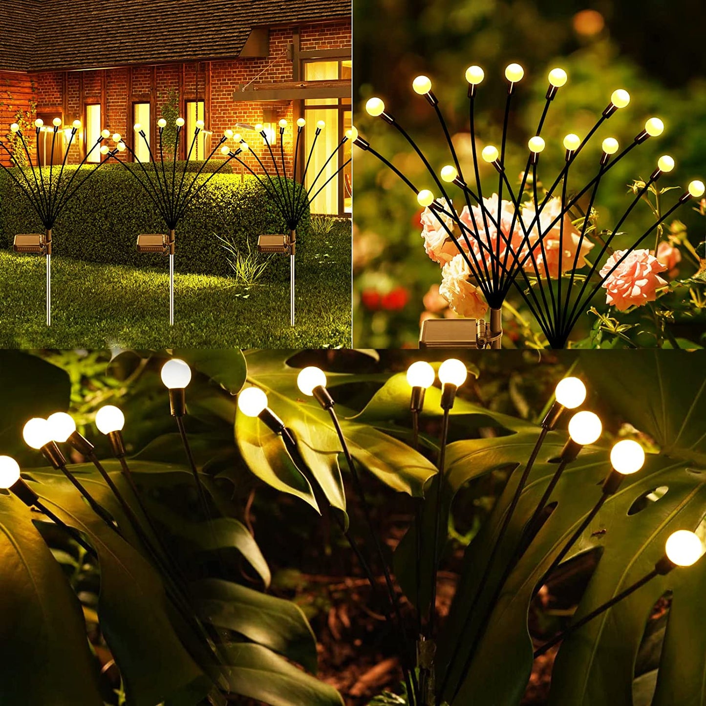 8Pack Solar Firefly Lights 10LED Solar Garden Lights Outdoor Waterproof Swaying Light for Yard Patio Pathway Decoration