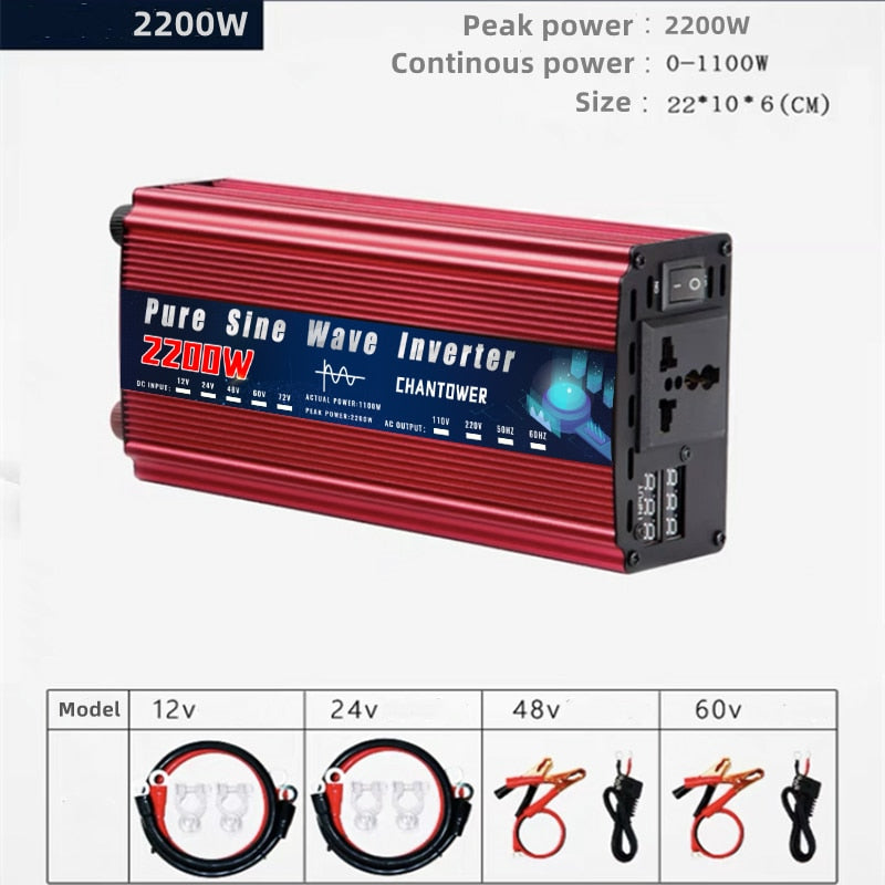 Pure Sine Wave Inverter - 12V 220V 24/48V To AC 110V/220V 2200W 3000W 4000W Portable Power Voltage Converter Car Solar Inverter