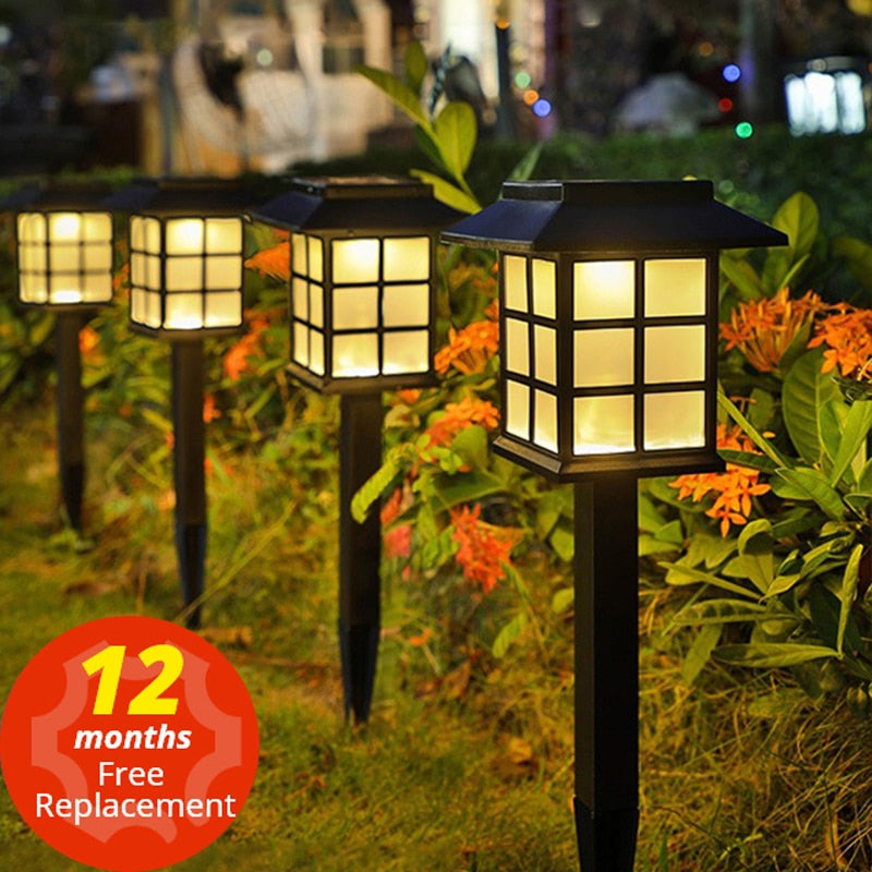 Luz solar LED ao ar livre Pátio à prova d'água Decoração de jardim de Natal Luzes de gramado Caminho Iluminação de energia Quintal Led Lâmpada solar