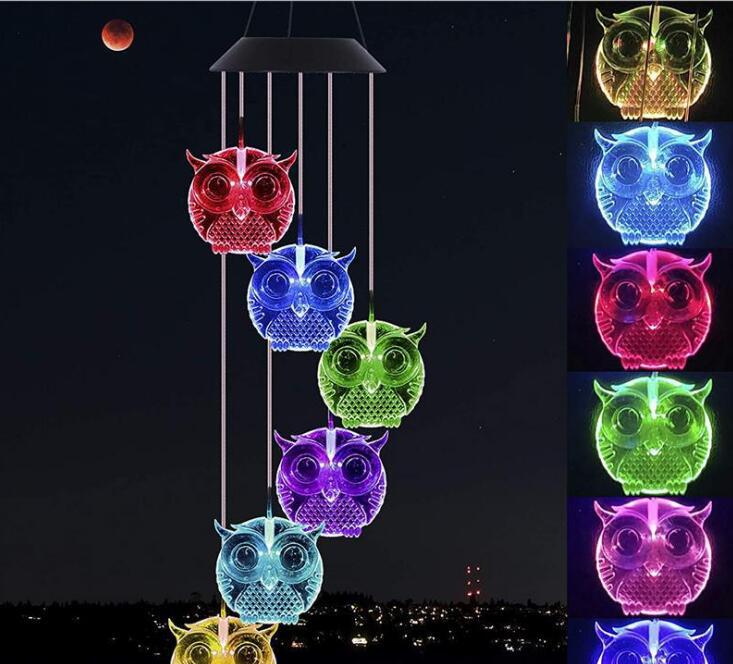 New Solar Power Wind Bells Chime Crystal Ball Hummingbird Butterfly Dragonfly Waterproof Outdoor Light for Patio Yard Garde
