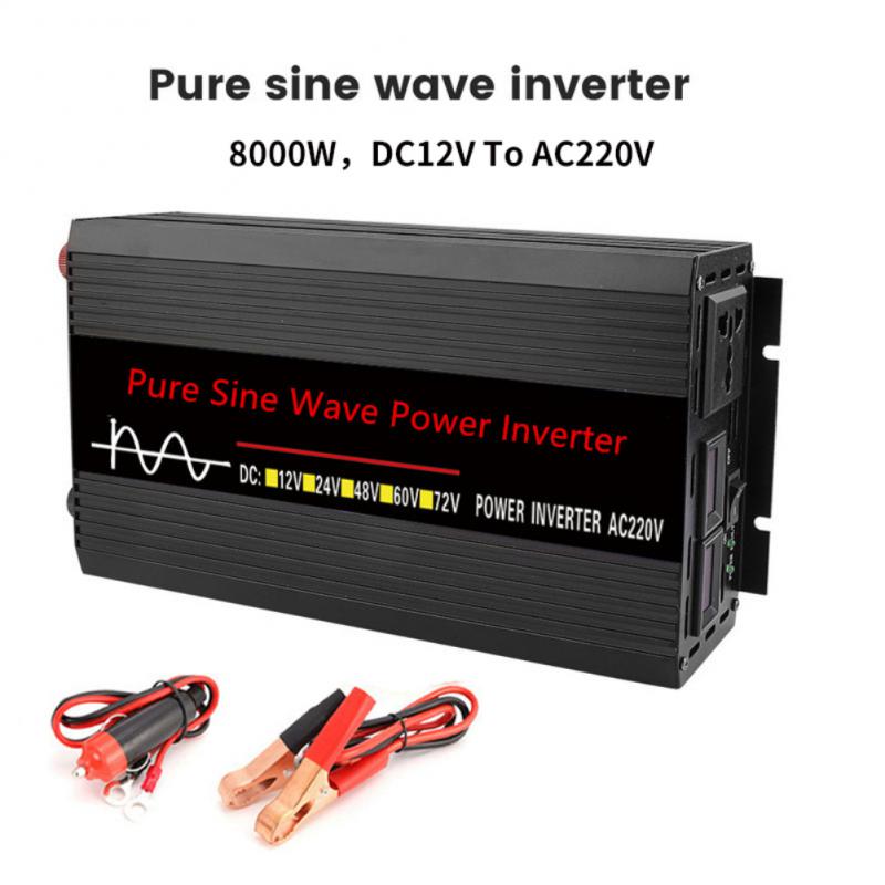 Pure Sine Wave Inverter 3500W 5000W 8000W Power DC 12V To AC 220V Voltage 50Hz Converter Solar Car Inverters With LED Dis