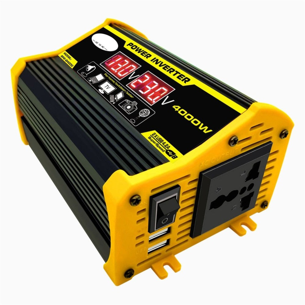 Peak 4000W Power Inverter 12V to 110V 220V for Solar Panel Electronic Car Converter Modified Sine Wave 2 USB Fast Charging