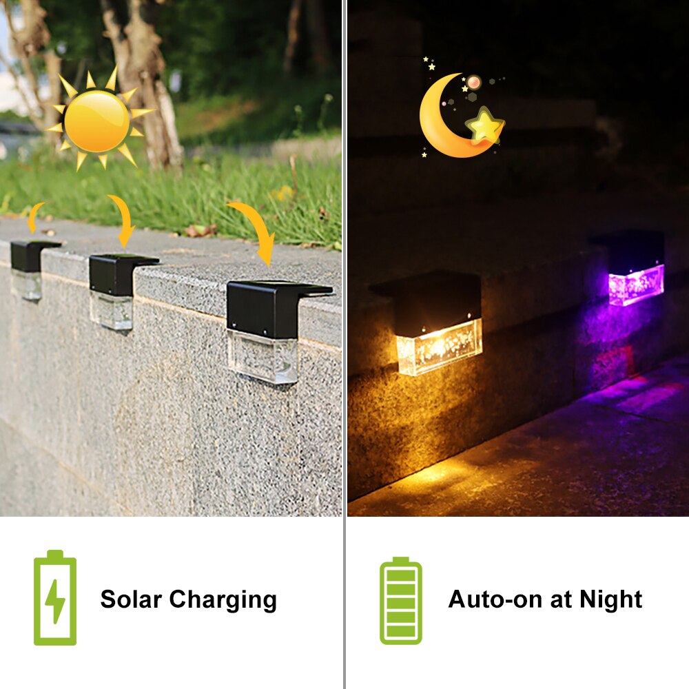 Luce solare a LED per esterni Giardino Luce solare per scale Passaggio impermeabile Cortile Terrazza Guardrail Step Light Luce per decorazioni da giardino