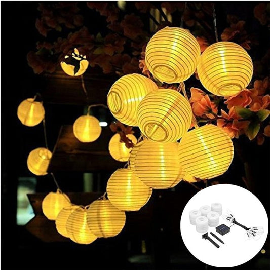 Solar Garland Lantern Festoon Fairy Led Light String Outdoor Lighting Chain Lamps Holiday Christmas Garden Terrace Decoration