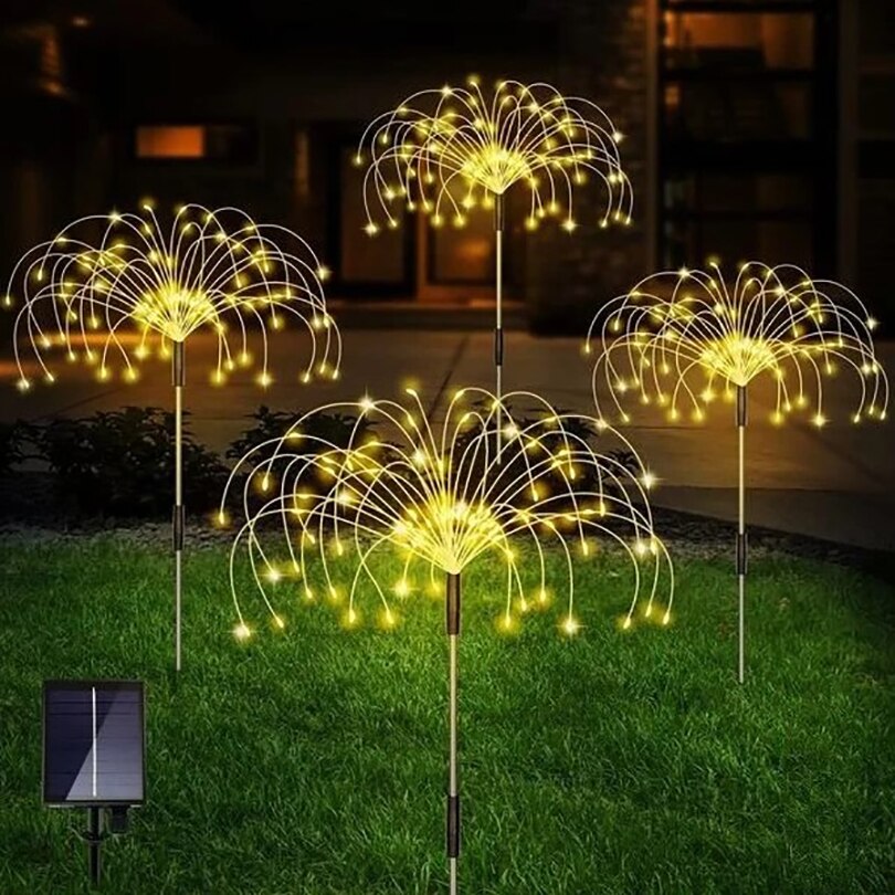 Corda Solar Luz de Fogo de Artifício Ao Ar Livre Impermeável Jardim Lâmpada 2/8 Modos DIY Forma NightLight Decoração de Natal Presente Quintal Gramado
