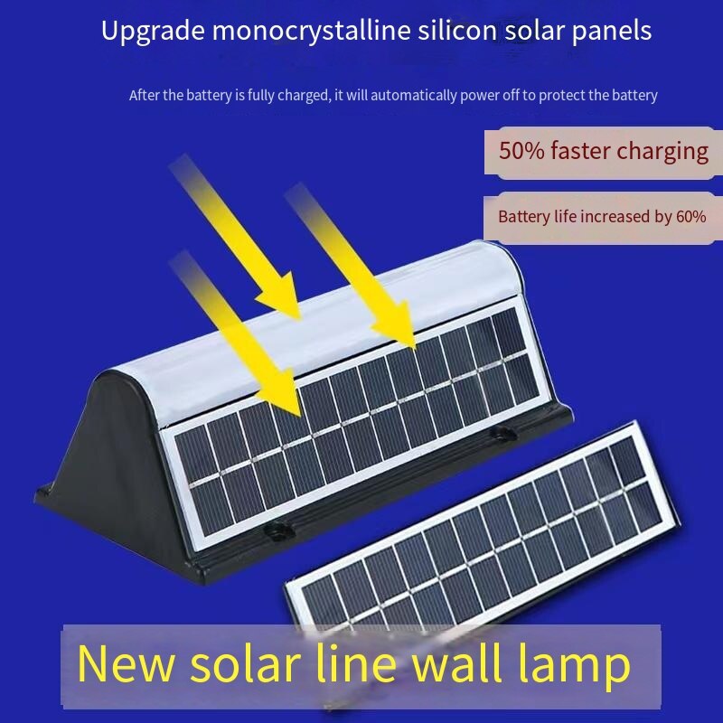 Lampada da parete per esterni a LED solare IP65 Lampada da cortile impermeabile Luce lineare adatta per una varietà di illuminazione di scena